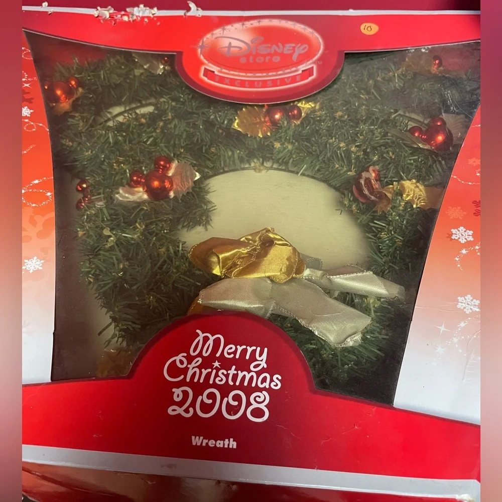 2008 Disney Store Exclusive Mickey Mouse Christmas Light Up Wreath With Ornament